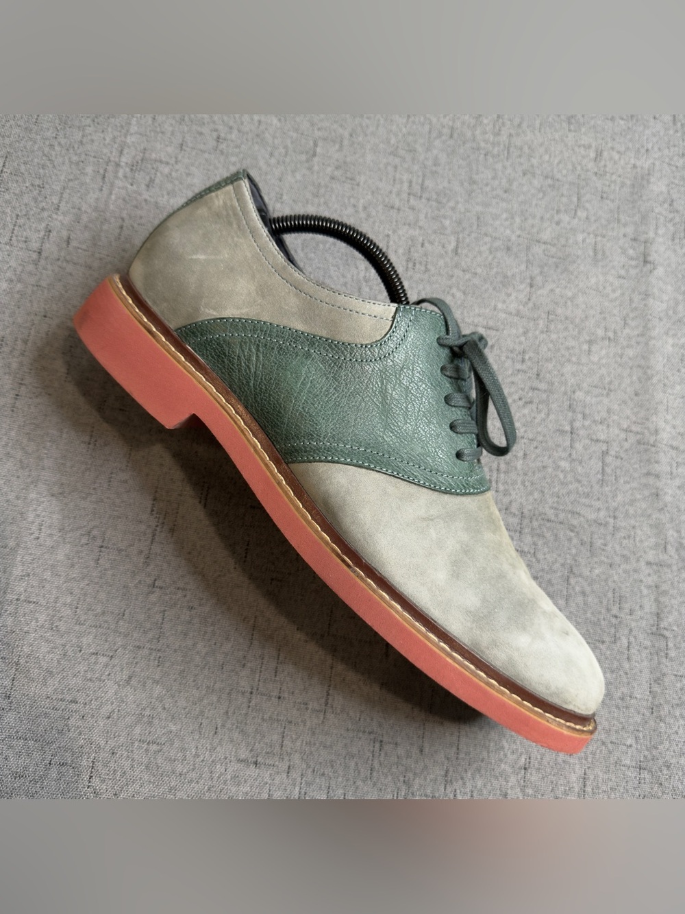 Cole Haan Mens 11M Gray Green Leather Saddle Shoes Oxfords Casual Dress